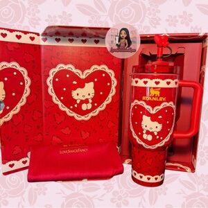 Stanley Red Heart Tumbler with Straw and Handle